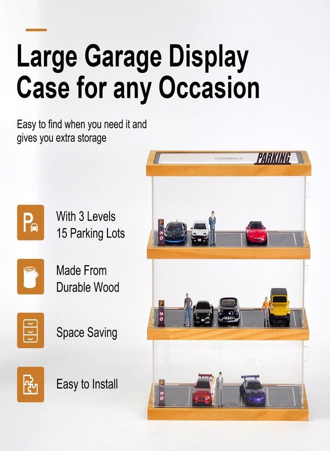 cxiiuui 1/64 Scale Display Case 3-Tiers Diecast Car Garage Display Case 15 Parking Space Model Car Show Case with Acrylic Cover - Image 3